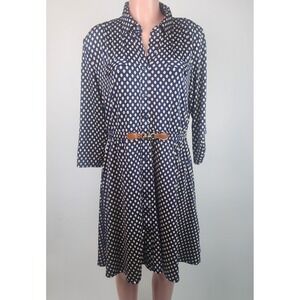 Navy Polka Dot Midi Dress